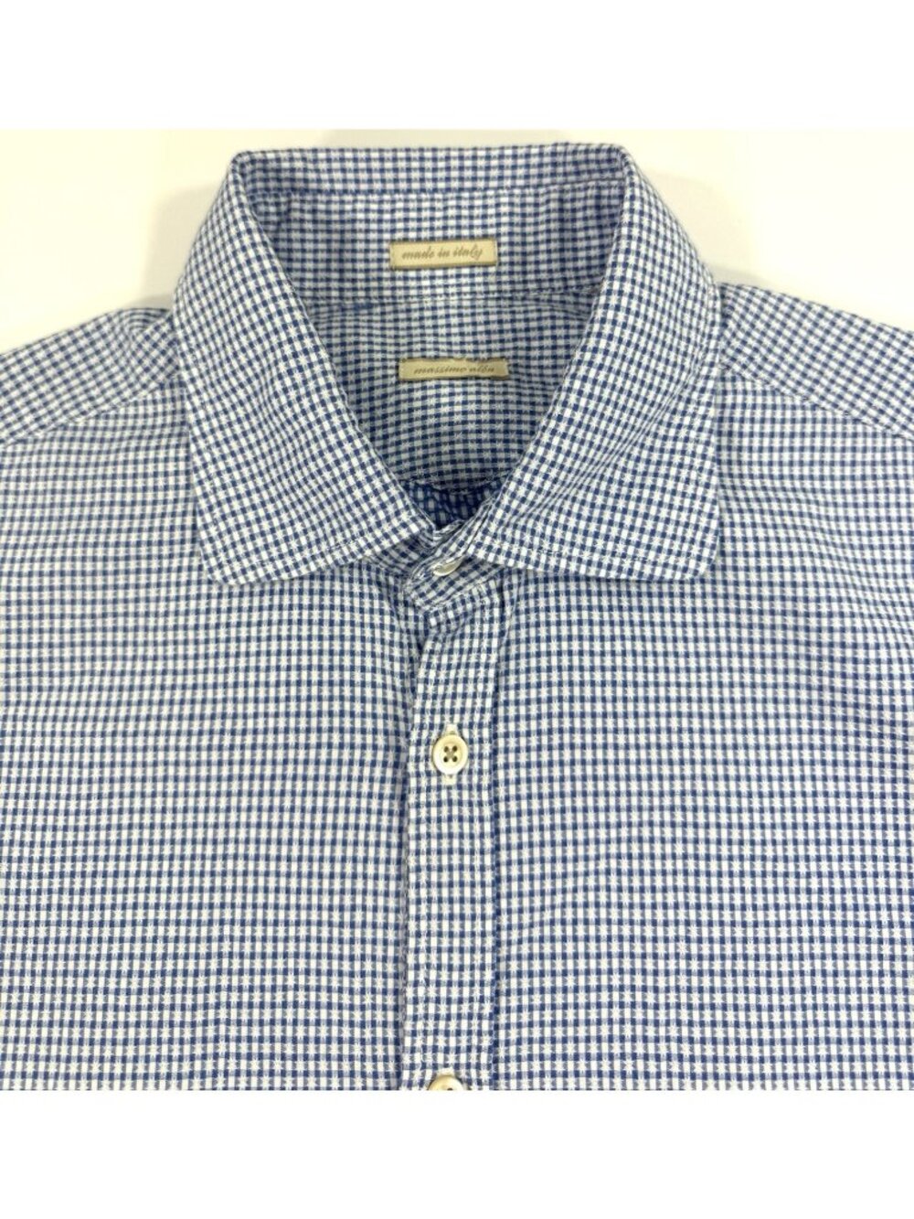 Massimo Alba Mens Shirt Sz Medium Button Up Long Sleeve Blue Plaid Cotton Italy